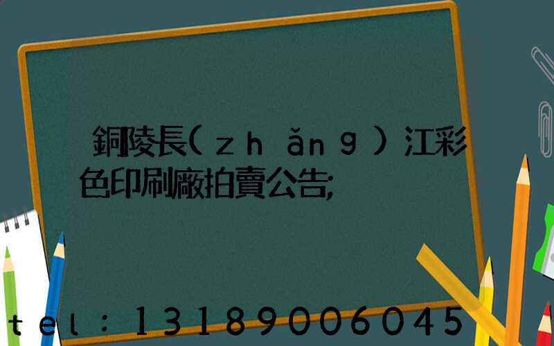銅陵長(zhǎng)江彩色印刷廠拍賣公告